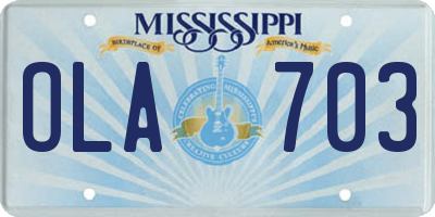 MS license plate OLA703