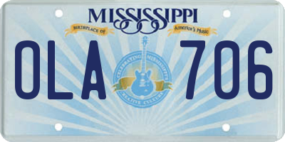 MS license plate OLA706