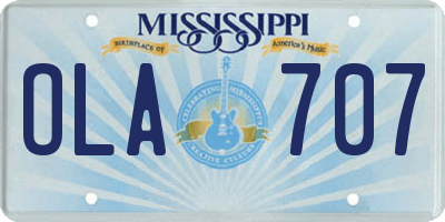 MS license plate OLA707