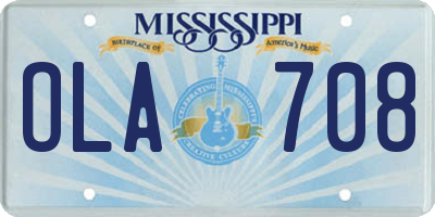 MS license plate OLA708