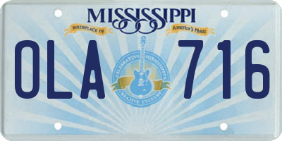 MS license plate OLA716