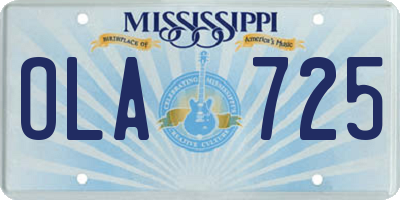 MS license plate OLA725
