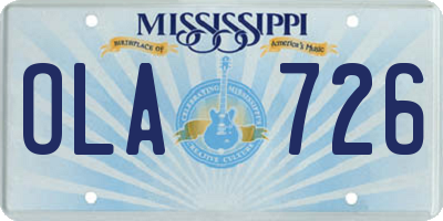 MS license plate OLA726