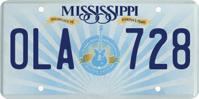 MS license plate OLA728
