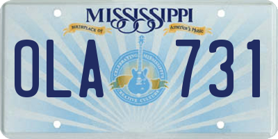 MS license plate OLA731
