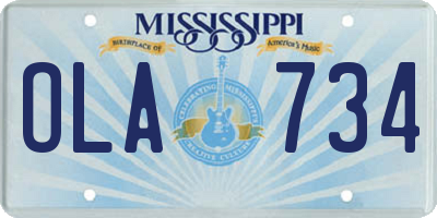 MS license plate OLA734