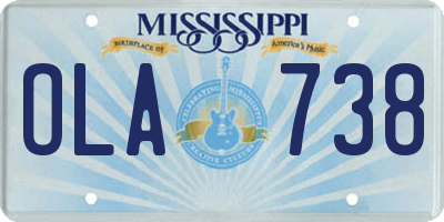 MS license plate OLA738