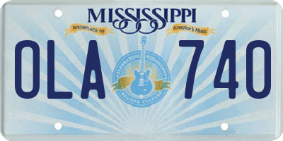 MS license plate OLA740