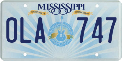 MS license plate OLA747