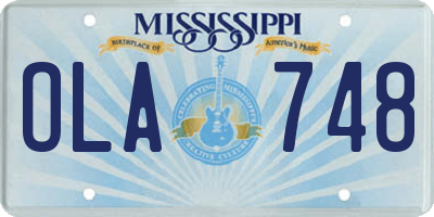 MS license plate OLA748