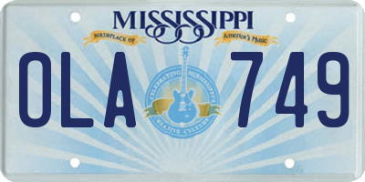 MS license plate OLA749