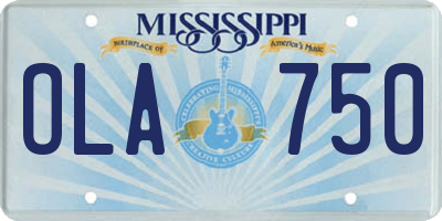 MS license plate OLA750