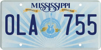 MS license plate OLA755