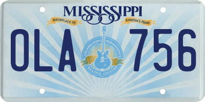 MS license plate OLA756