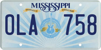 MS license plate OLA758