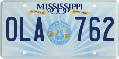 MS license plate OLA762