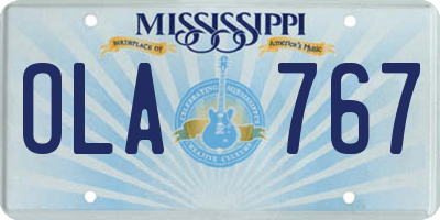 MS license plate OLA767