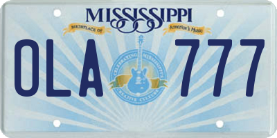 MS license plate OLA777