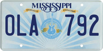 MS license plate OLA792