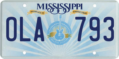 MS license plate OLA793