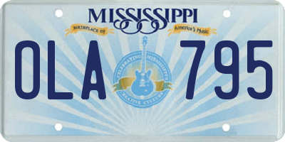 MS license plate OLA795