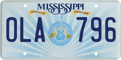MS license plate OLA796