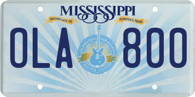 MS license plate OLA800