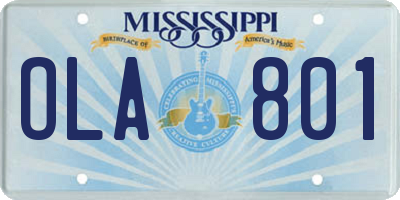 MS license plate OLA801