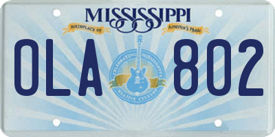 MS license plate OLA802