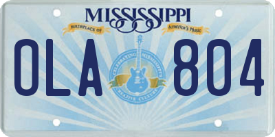 MS license plate OLA804