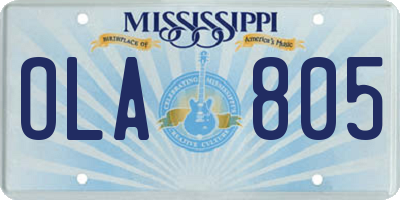 MS license plate OLA805