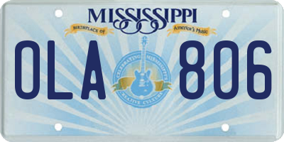 MS license plate OLA806
