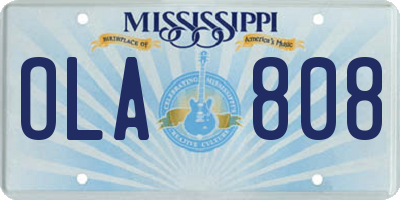 MS license plate OLA808