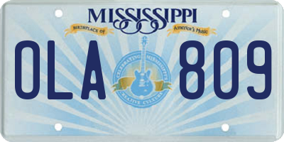 MS license plate OLA809