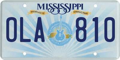 MS license plate OLA810