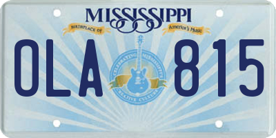 MS license plate OLA815