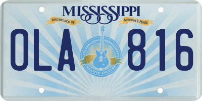 MS license plate OLA816