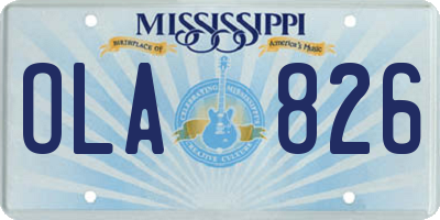 MS license plate OLA826