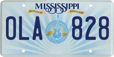 MS license plate OLA828