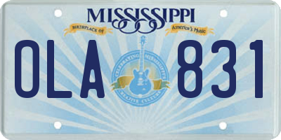 MS license plate OLA831