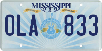 MS license plate OLA833