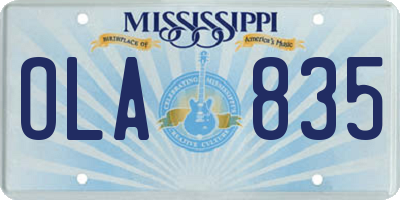 MS license plate OLA835