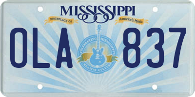 MS license plate OLA837