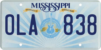 MS license plate OLA838