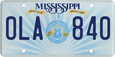 MS license plate OLA840