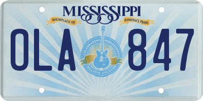 MS license plate OLA847