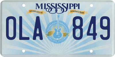 MS license plate OLA849