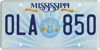 MS license plate OLA850
