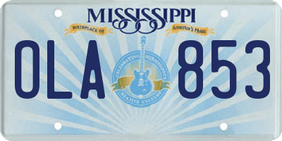 MS license plate OLA853