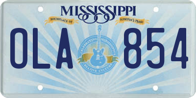 MS license plate OLA854